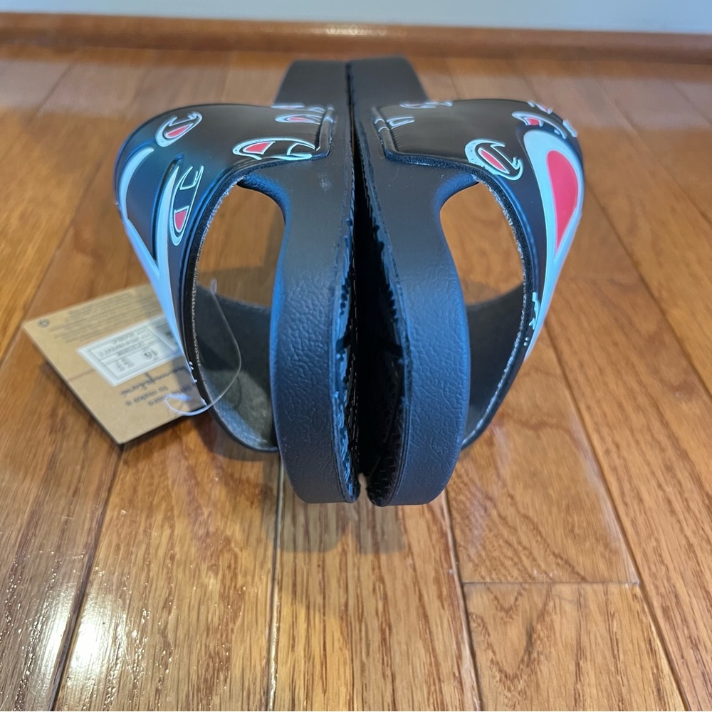 Champion Mens IPO-R Black White Red Slides Repeat C Logo All Over Slides:8,10, - Picture 8 of 13